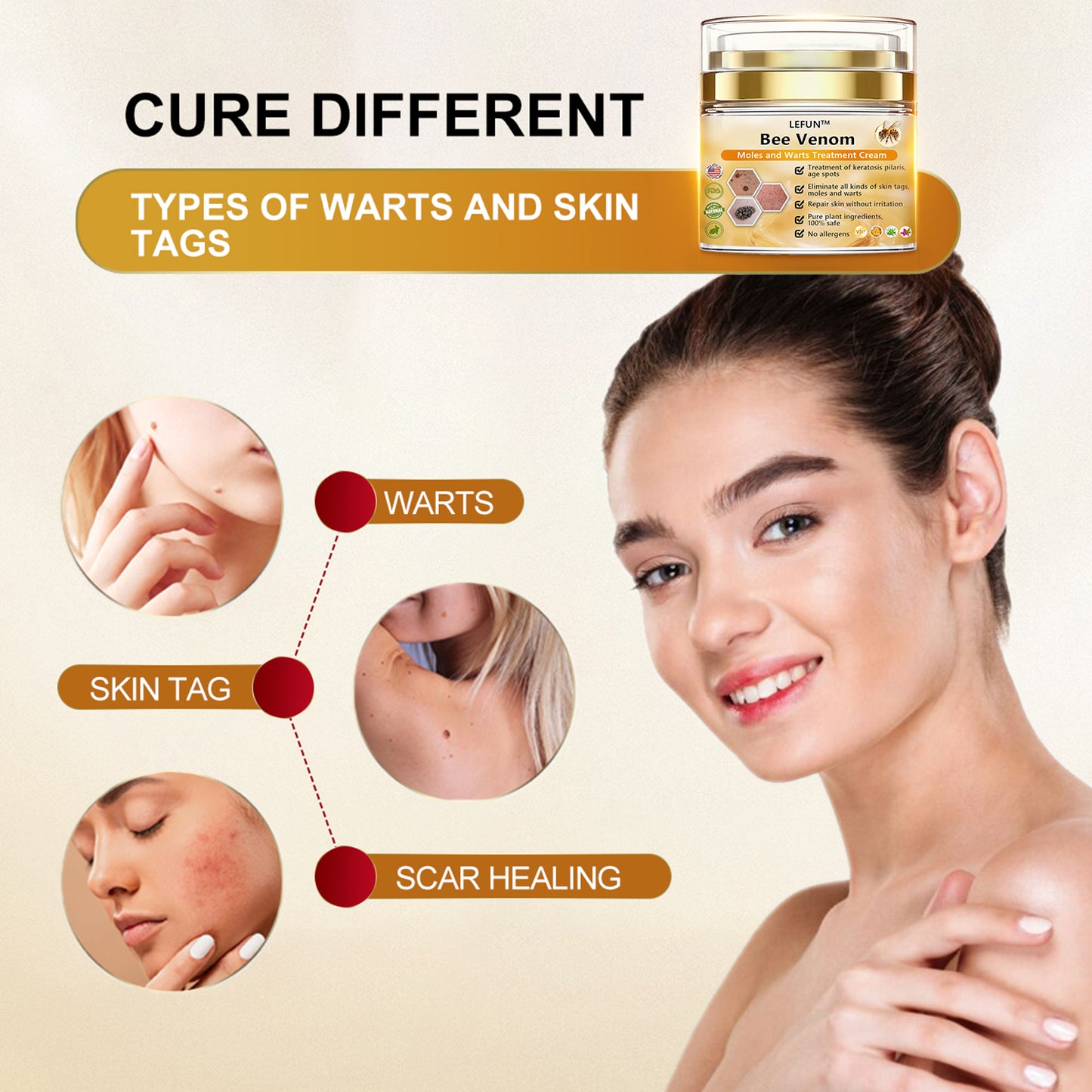 [🍀🍀Official Brand Shop🐝] LEFUN™Bee Venom Mole and Wart Treatment Cream(👨‍⚕AAD RECOMMENDS)x